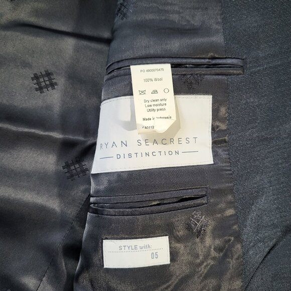 Ryan Seacrest Distinction Mens100% Wool Navy Blazer - Size 46R - Picture 7 of 14